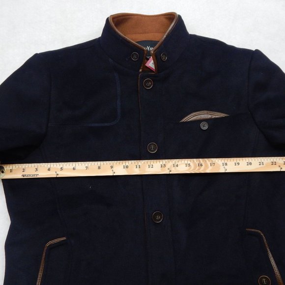 Mens Mandarin Collar Coat Winter Single Breasted P - Picture 8 of 13